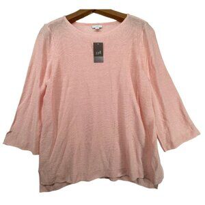 J.Jill Womens Sweater M Pink Knit 3/4-Slv Linen NEW w/Tag Cottage Coastal Casual
